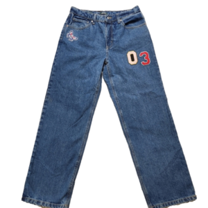 Size 10 High-Rise Dad Jean Blue color Patches 100% Cotton WILD FABLE